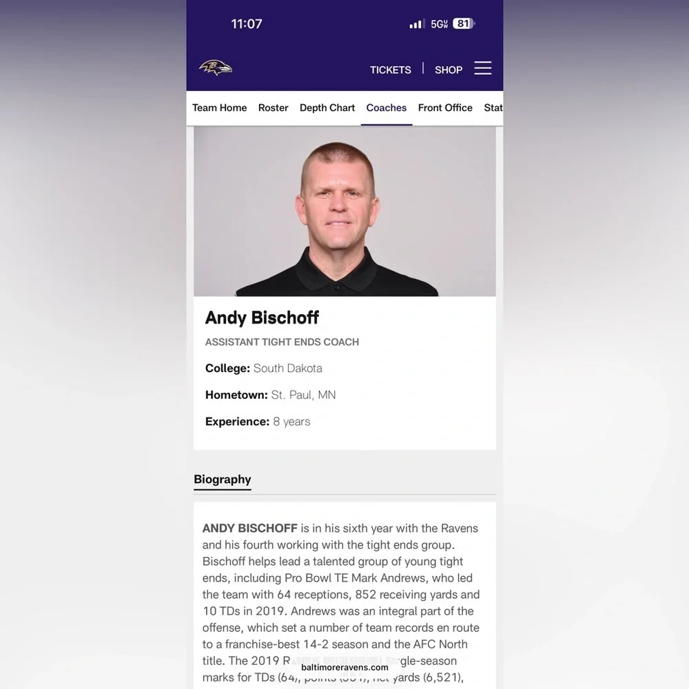 Nike Baltimore Ravens Andy Bischoff Coach’s Hoodie XXL - Picture 6 of 7